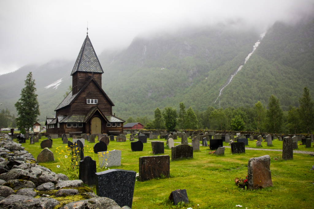 Church and cemetery in Norway